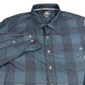 Rock & Republic Shirt Size XXL Cotton Plaid Western Cowboy Button Pocket Lightwt